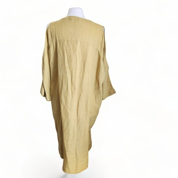 CALLAS MILANO SLEEVE POCKET MIDI DRESSES Linen Kaftan Mustard Yellow OS Kaftan - Picture 7 of 14
